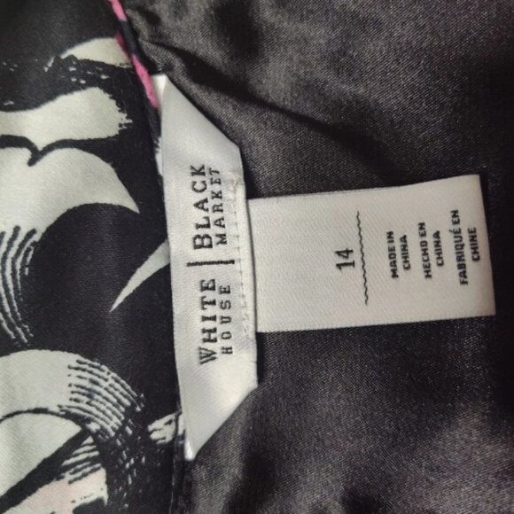 White House Black Market Halter Tank B/W/Pink Floral Side Zip Sleeveless Size 14 - Picture 3 of 10